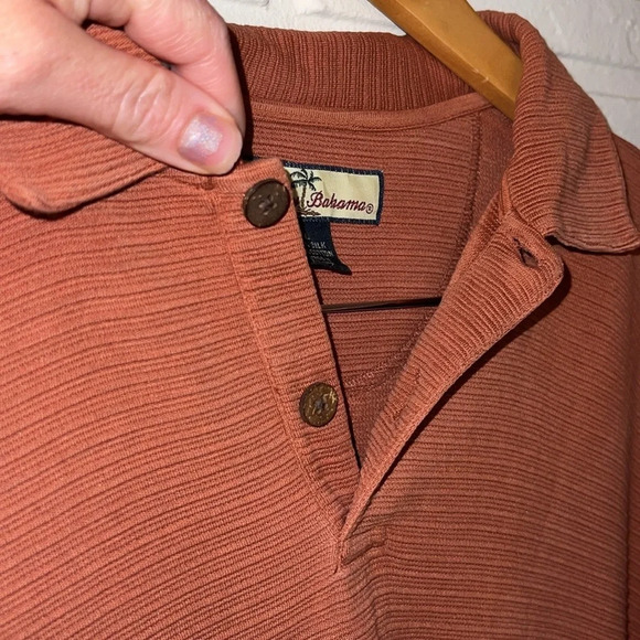 Tommy Bahama Burnt Orange Silk and Cotton Polo, Men’s Size Large - Picture 8 of 8